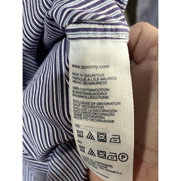 Tommy Hilfiger Button Down Shirt Mens Large LS Blue White Striped Mid 00’s - Picture 4 of 6